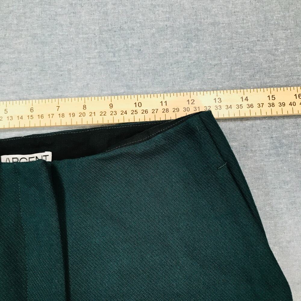 Argent Women 0 Tailored Flare Trouser Pants Seasonless Wool Blend Green Flaw AX1 - Picture 10 of 12